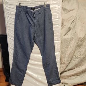 Banana Republic Aiden Fit Blue Linen Blend Trousers Sz 33/34